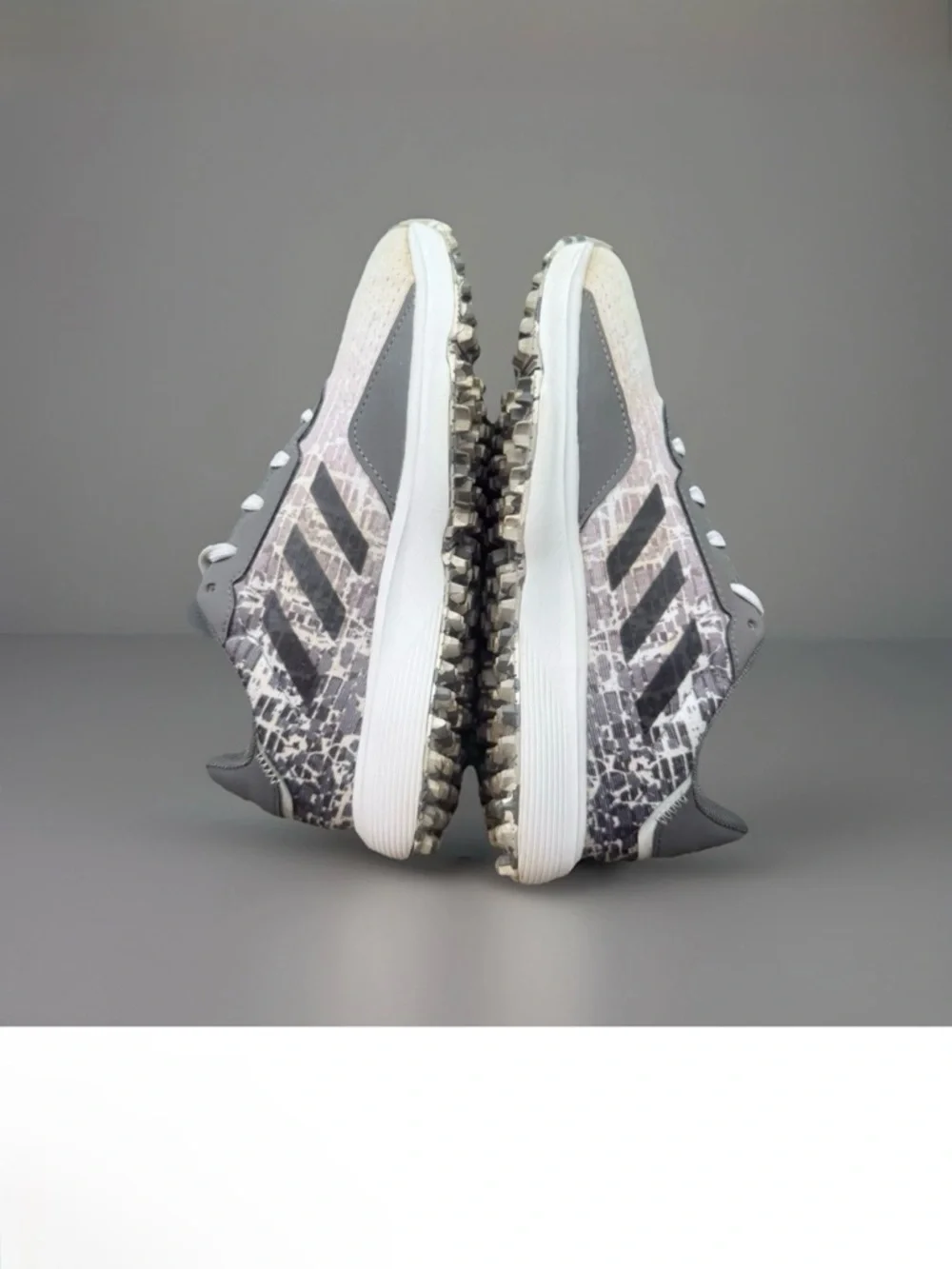 adidas Boys US 4 Gray and White Animal Print Athletic Sneakers GUC *READ*